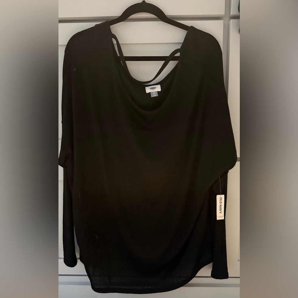 Chic Black Draped XXL Top